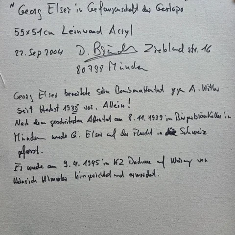 Georg Elser in Gefangenschaft der Gestapo- Gemälde von Dieter Brändle
